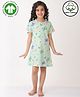 Anthrilo 100% Organic Cotton Knit Half Sleeves Butterfly Printed Night Dress - Green