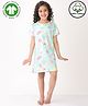 Anthrilo 100% Organic Cotton Knit Half Sleeves Ice Cream Printed Nighty - Aqua Blue