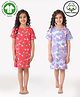Anthrilo 100% Organic Cotton Knit Pack Of 2 Half Sleeves Cherry & Unicron Printed Nighties - Red & Purple