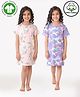 Anthrilo 100% Organic Cotton Knit Pack Of 2 Half Sleeves Unicorn Printed Nighties - Purple & Pink