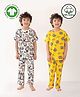 Anthrilo 100% Organic Cotton Knit Pack Of 2 Half Sleeves Panda & Pop It Printed Coordinating Night Suit Sets - White & Yellow