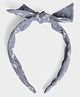 Mi Arcus Bow Applique Detailed Checked & Floral Designed Hair Band - Blue