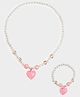Mi Arcus Pearls Embellished & Heart Shape Beaded Jewellery Set - Pink & White