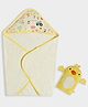 Mi Arcus Knit Farm Printed Bath Towel With Duck Designed Mittens Set - Yellow