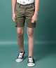 CRIMSOUNE CLUB Cotton Woven Solid Pocket Detailed Cargo Shorts - Olive Green