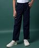 CRIMSOUNE CLUB Cotton Woven Solid Pocket Detailed Pant - Navy Blue
