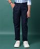 CRIMSOUNE CLUB Cotton Woven Solid Cargo Trousers - Navy Blue