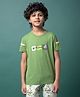 CRIMSOUNE CLUB Cotton Woven Half Sleeves Fury Text Back Printed Tee - Green