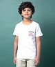 CRIMSOUNE CLUB Cotton Woven Half Sleeves Skateboard Printed Tee - White