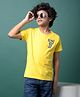 CRIMSOUNE CLUB Cotton Woven Half Sleeves Astronaut Printed Tee - Yellow