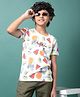 CRIMSOUNE CLUB Cotton Woven Half Sleeves Fruits Printed Tee - White