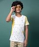 CRIMSOUNE CLUB Cotton Woven Half Sleeves Typography Printed Tee - White