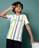 CRIMSOUNE CLUB Cotton Woven Half Sleeves Striped Tee - Multi Colour