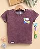 TOONYPORT Cotton Knit Half Sleeves Baby Animals Printed Tee - Maroon