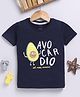 TOONYPORT Cotton Knit Half Sleeves Avocardio Text Printed Tee - Navy Blue