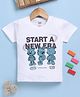 TOONYPORT Cotton Knit Half Sleeves Start A New Era Text Printed Tee - White
