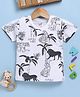 TOONYPORT Cotton Knit Half Sleeves Wild Animals Printed Tee - White