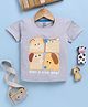 TOONYPORT Cotton Knit Half Sleeves Have A Nice Day Printed Tee - Grey