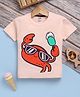 TOONYPORT Cotton Knit Half Sleeves Crab Printed Tee - Peach