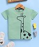 TOONYPORT Cotton Knit Half Sleeves Giraffe Printed Tee - Green