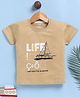 TOONYPORT Cotton Knit Half Sleeves Life Text Printed Tee - Beige