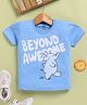 TOONYPORT Cotton Knit Half Sleeves Beyond Awesome Text Printed Tee - Blue
