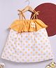 TOONYPORT Cotton Blend Knit Sleeveless Polka Dots Printed Floral Applique Detailed Dress - Yellow