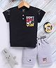 TOONYPORT Cotton Knit Half Sleeves Dont Kill My Vibe Text Printed Tee & Shorts Set - Black