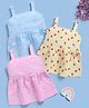 TOONYPORT Cotton Knit Pack Of 3 Sleeveless Floral & Strawberries Printed Dresses - Multi Colour