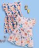 TOONYPORT Cotton Knit Pack Of 2 Frill Sleeves Space Theme & Leaves Printed Dresses - Multi Colour