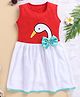 TOONYPORT Cotton Sleeveless Duck Embroidered & Bow Applique Dress - Red