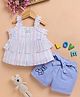 TOONYPORT Cotton Knit Sleeveless Striped Layered Top With Shorts Set - Multi Colour