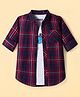Pine Kids Cotton Woven Full Sleeves Check Shirt with Inner T-Shirt - Red & White