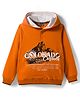 Pine Kids Knit Full Sleeves Hooded Sweatshirts With Colorado Text Print - Orange