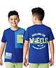 Arias Cotton Knit Half Sleeves T-Shirt With Cargo Pocket with Front & Back Skate Text Print - Blue