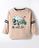 ToffyHouse Fleece Knit Full Sleeves Pullover Sweatshirt with Car Print - Peach