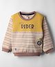 ToffyHouse Knitted Full Sleeves T-Shirt with Stripes & Rider Text Print - Light Brown