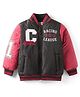 Babyhug Woven Full Sleeves Bomber Jacket With Text Print - Black & Red