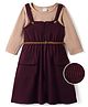 Hola Bonita Knit Full Sleeves Solid Color Dress With Ribbed Inner Tee & Belt - Wine