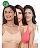 Inner Sense Organic Cotton Knit Pack Of 3 Solid Antimicrobial Maternity Bras With Nursing Access - Multi Colour