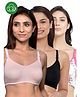 Inner Sense Organic Cotton Knit Pack Of 3 Solid & Floral Printed Antimicrobial Maternity Bras With Nursing Access - Multi Colour