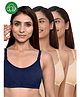 Inner Sense Organic Cotton Knit Pack Of 3 Solid Antimicrobial Maternity Bras With Nursing Access - Multi Colour