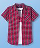 Pine Kids Cotton Woven Half Sleeves Checkered Shirt With T-Shirt - Red