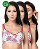 Inner Sense Organic Cotton Knit Pack Of 3 Solid & Floral Printed Antimicrobial Feeding Bras - Multi Colour