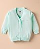 Simply Knitted Full Sleeves Front Open Sweater With Heart Embellishment - Light Green