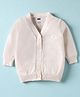 Simply Knitted Full Sleeves Front Open Sweater With Heart Embellishment - Light Pink