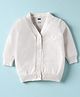 Simply Knitted Full Sleeves Front Open Sweater With Heart Embellishment - Off White