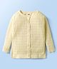 Simply Knit Full Sleeves Front Open Sweater With Cable Knit Design - Off White