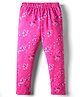 Simply Lycra Knit Full Length Leggings With Floral Print - Dark Pink