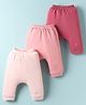 Simply Interlock Knit Full Length Solid Color Diaper Leggings Pack of 3 - Peach Pink & Rose Gold